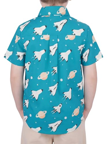 Image of Boys Hawaiian Button Down Shirt, Pure Combed Cotton Short Sleeve Size 3-15Y