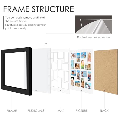 Image of DUENPY 22x22 Picture Frame 4x6 Collage Picture Frame Displays Sixteen 4x6 inch Photos Collage Wall Decor Wall Hanging Black