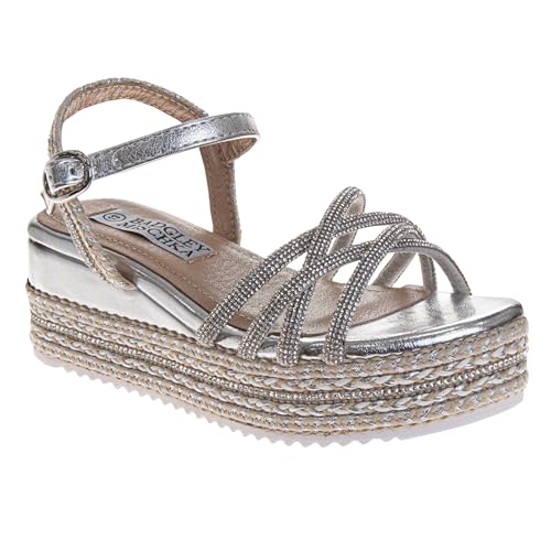 Badgley Mischka Girls' Metallic and Raffia Sandals - Main Image