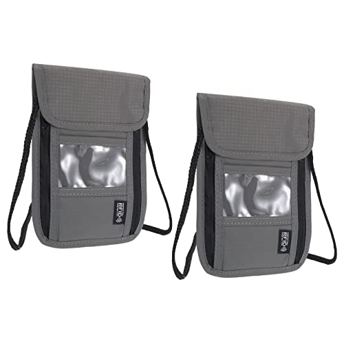 PATIKIL Neck Wallet, 2 Pack Passport Holder RFID Waterproof Travel Wallet Neck Pouch with Adjustable Strap for Women & Men, Gray