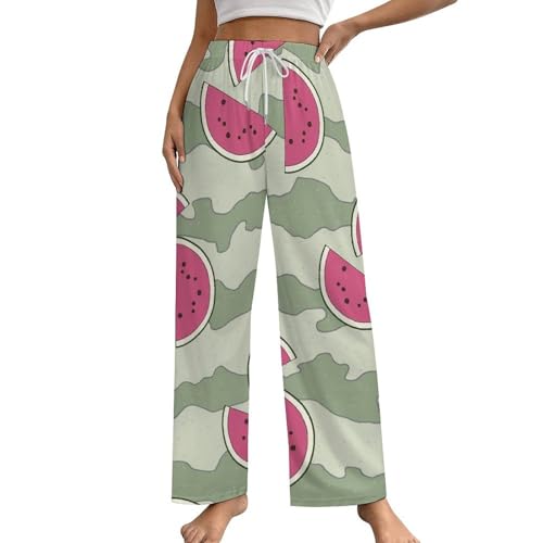 Pantalon de pyjama imprimé pastèque vêtement de nuit doux pour femme S
