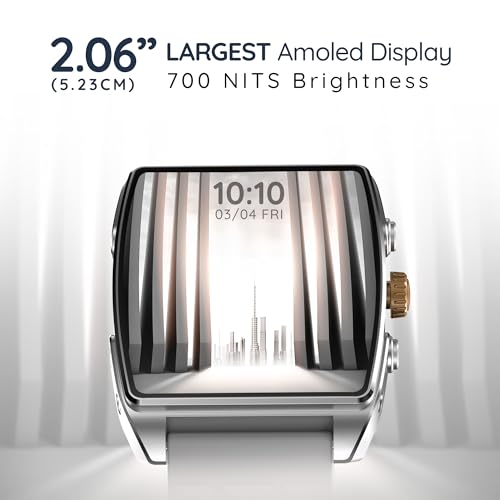 Image of Pebble Mega 2.06 inch Amoled Display | Bluetooth Calling Smart Watch for Men | Premium Metal Build | Always on Display | SpO2 | Heart Rate Monitoring | Multiple Watch Faces | Functional Rotating Crown