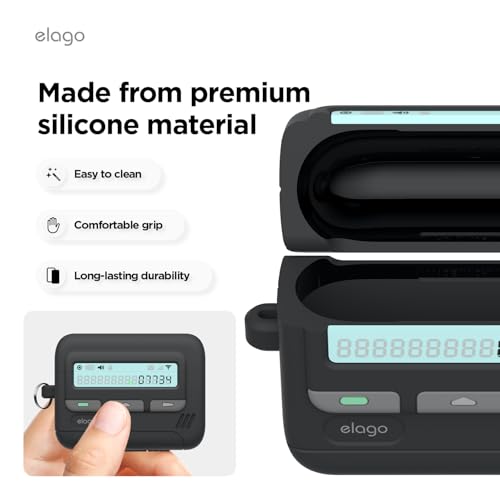 Image of elago Pager Case for AirPods Pro 3 Case Cover - Lanyard Included, Shock Resistant, Full Protection, for Men, for Women [Black]