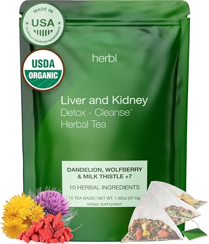 Organic Dandelion Wolfberry Tea - Kidney and Liver Detox Tea - Organic Liver Kidney Cleanse & Detox...