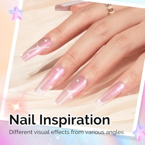 Image of MelodySusie Shimmer Pearl Pink Gel Nail Polish, 0.5fl oz Soak Off UV LED Jelly Holographic Pink Glitter Gel Polish Gift for Women Nail Art Manicure Salon DIY Nail Design Decoration at Home-G2607