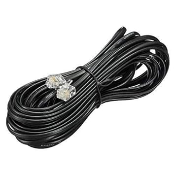 KEBILSHOP 10 Meter RJ11 Telephone Modem Line Cable, Black,(Pack of 1).
