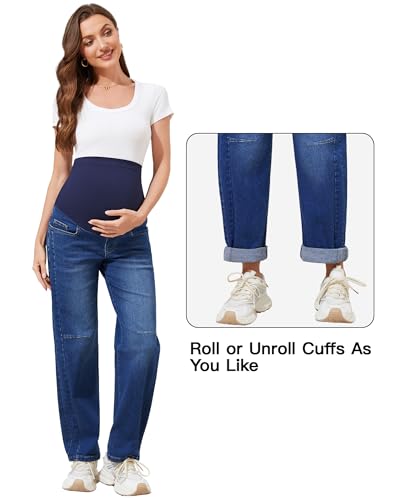 Image of PACBREEZE Women's Maternity Jeans Over Belly Skinny Stretchy Denim Pants Comfy Slim Pregnancy Pants