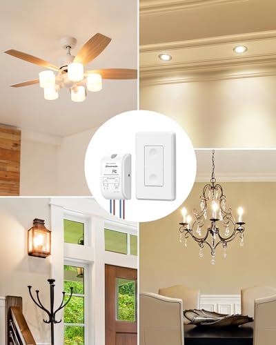Image of DEWENWILS Wireless Light Switch Kit, No Wiring, 10A /1000W