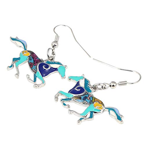NEWEI Enamel Alloy Sweet Running Horse Earrings Drop Dangle Fashion Animals Jewelry For Women Kentucky Derby Gifts3