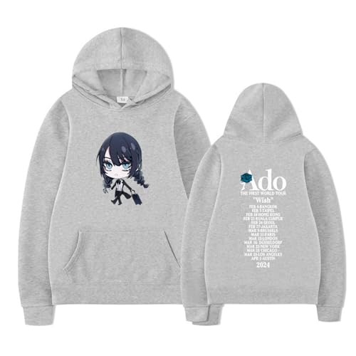 Ado-Hibana Merch Hoodies Sweatshirts Tour Hoodie Japan Singer Fall Fashion Pullover Gift Top Clothing LightGray