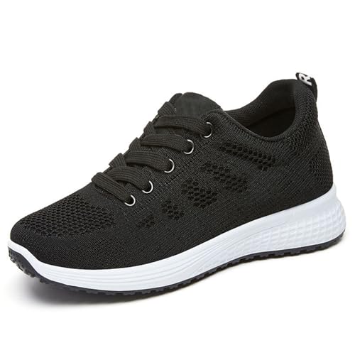 Womens Orthopedic Shoes Lightweight Tennis Walking Shoes for Men Lace up Mesh Soft-Soled Breathable Running Sneakers Casual Comfortable Slip on Fashion Sneakers Gym Work Athletic Sports Shoe Black