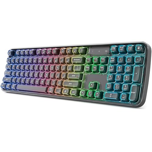 MOFII Upgraded Wireless Ergonomic Keyboard, BT/2.4Ghz Tri-Mode with Natural Curve, RGB Backlit, Rechargeable Battery, Full-Size for Computer/Laptop/Mac/MacBook, Pearl Black