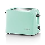 Bosch Hausgeräte Bosch Kompakt Toaster CompactClass TAT3A012, integrierter Edelstahl-Brötchenaufsatz, mit Abschaltautomatik, mit Auftaufunktion, perfekt für 2 Scheiben Toast, Liftfunktion, breit, 980 W, türkis, 31 x 16 x 19