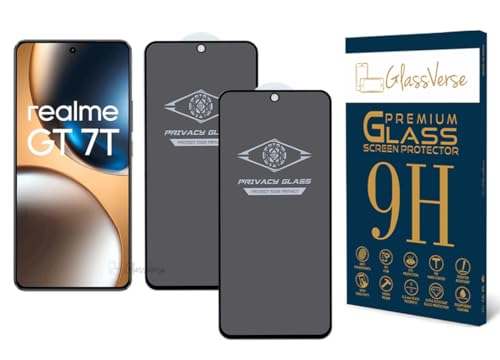 Image of GlassVerse Privacy Tempered Glass for Realme GT 7T | Anti Spy Screen Protector, 9H Hardness, Edge to Edge, Case Friendly, Hassle-less Installation Kit Included. (Pack of 2)