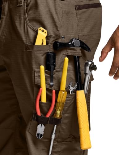 CQR Men's Quick Dry Work Pants, Water Resistant Outdoor Tactical Pants, Lightweight Stretch Cargo Hiking Pants, Work Pants Tundra, 36W x 32L - 1