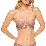Adore Me Lyza Push Up Trägerloser BH - 30A-46DDD Regular & Plus Size Bügel-Balkonette-BH mit Spitze & verstellbaren Trägern, Medium Beige, 85FF