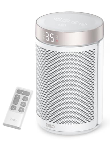 Dreo Chauffage Électrique 1500W, Radiateur Céramique Portable Silencieux et Économe en Énergie, Thermostat, 3 Modes, Minuterie 12H, Protection Surchauffe & Basculement, Atom 316, Blanc