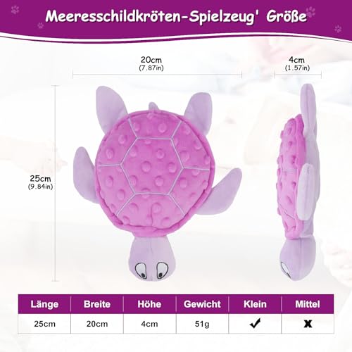 TONYFY Quietschendes Hundespielzeug, Meeresschildkröte Plüsch Hundespielzeug,Interaktives Spielzeug für Welpen zum Zahnen, Kauspielzeug für kleine Hunde (lila)
