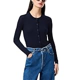 Lacoste Women's Rib Knit Merino Wool Cardigan, Navy Blue, 12
