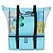 Amycore Grand sac de plage en maille avec glacière isotherme amovible 2 en 1 à fermeture éclair – Capacité maximale de 34 L 68 kg ultra durable pour femme, shopping, camping, voyage, Bleu
