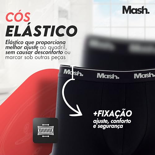 MASH Kit 4 Cuecas Boxer Algodão Adulta Masculina, 2 Cinza Mescla - 2 Preta, GG
