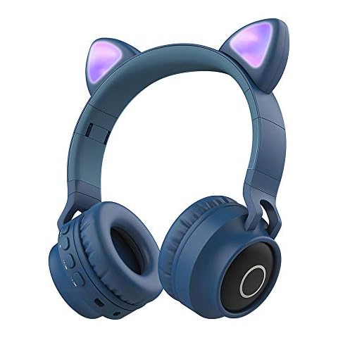 Viwind Kids Bluetooth Headphones,Wireless Over-Ear Headphones with Microphone,Cat Ear Headset with SD and TF Slot,Stereo Sound,Wireless and Wired Mode for Girls,Boys,Children,Teens,Student-Green Cover