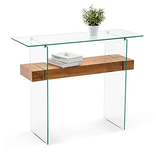 ivinta Narrow Glass Console Table with Storage Modern Sofa Table Entryway Table Glass Writing Desk Small Computer Desk TV Table Buffet Table Modern Accent Table for Small Space