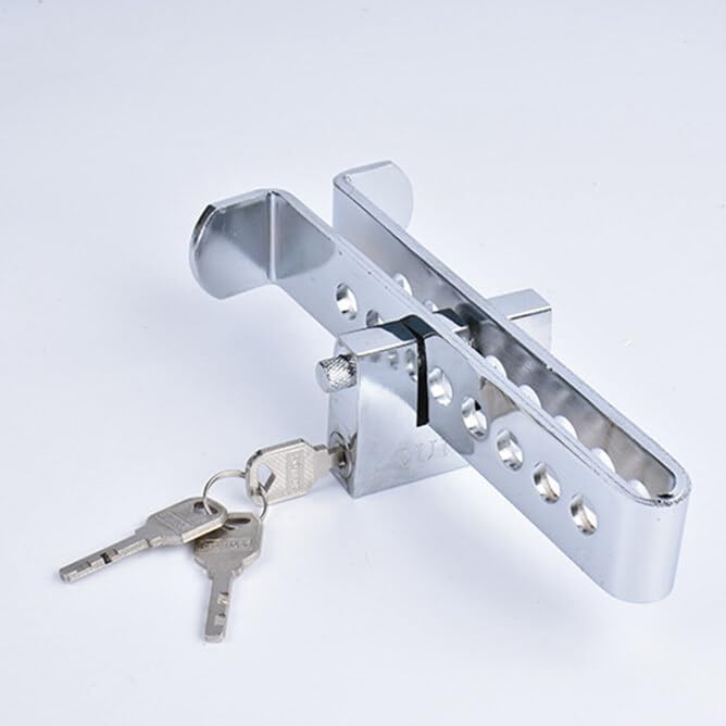 Miniatura 9 de Cerradura de pedal de freno de 9 agujeros, bloqueo de embrague de acero inoxidable para automóvil, dispositivo antirrobo, haz de acelerador de