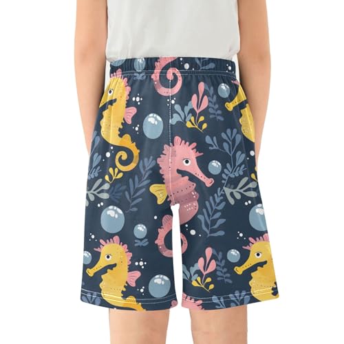 Seahorse Bubble Black Short Pajama Pants Bottoms Soft Sleepwear with Pockets2
