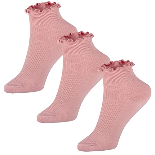 Image of Womens Ankle Casual Socks Lace Ruffle Low Cut Knit Cotton Lettuce Socks for Women Girls