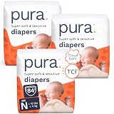 Pura Baby Diapers Newborn (Up to 10 lbs) 84 Count Sensitive Skin