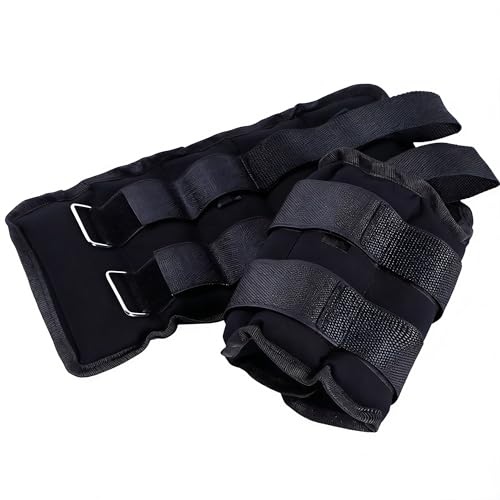 2Pcs Pesas Para Tobillos Y Muñecas Ajustables, 0,5KG-10KG Tobilleras Y Muñequeras Con Peso Lastradas, Para Correr, Gimnasio, Footing. Correas Ajustables, Transpirable (Negro, 5KG (2.5KG/Cada))