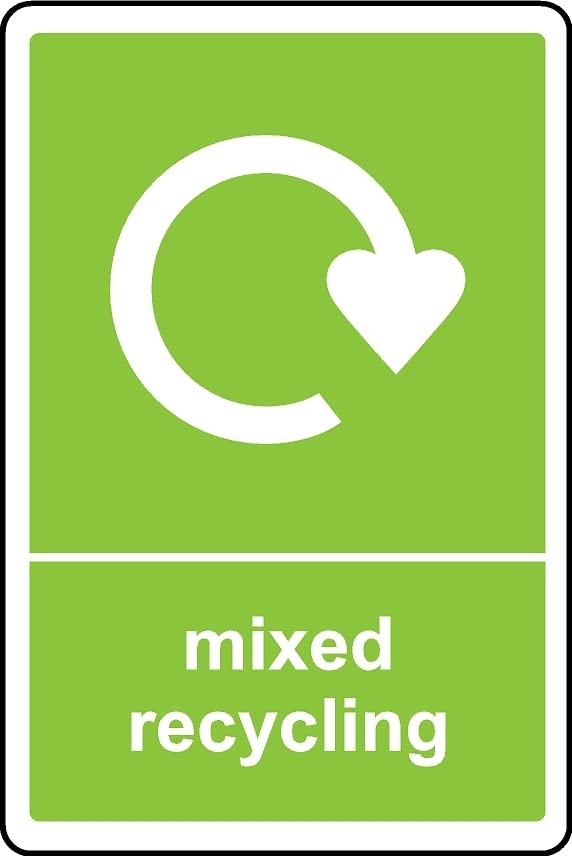 Mixed recycling sign - Self adhesive sticker (400mm x 300mm)