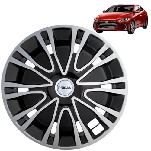 Image of PRIGAN Wheel Cover for Elentra Black Silver Wheel Cover 16 inch for Elentra (Set of 4 Pcs) (Press Fitting) Model Name- Drive Black Silver 16