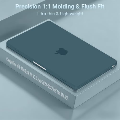 Image of MOSISO Compatible with MacBook Air 13 inch Case M5 2026 M4 2025 M3 M2 2024-2022 A3449 A3240 A3113 A2681,Hard Shell&Keyboard Cover&Screen Film&Pouch for MacBook Air 13.6 inch Case, Teal Green