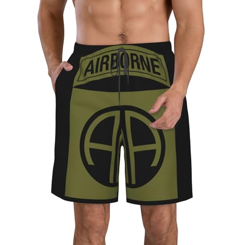 82nd Airborne Division Men's Swim Trunks Quick Dry Swimwear Beach Shorts with Mesh Lining and Pockets