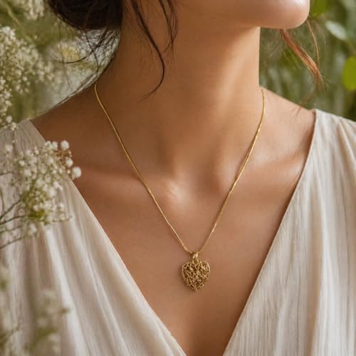 Image of RIDHVEE Anti-Tarnish Gold Plated Pendant Necklace for Women & Girls | Skin Friendly Lightweight Fashion Jewellery | Elegant Minimalist Chain Necklace & Gifting