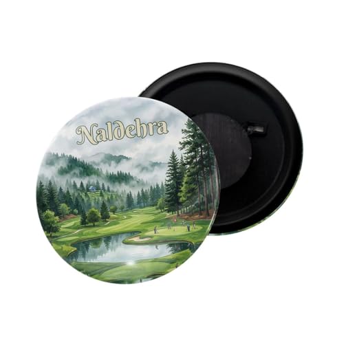Image of dhcrafts Fridge Magnet Multicolor Himachal Pradesh Naldehra Glossy Finish Design Pack of 1 (58mm)