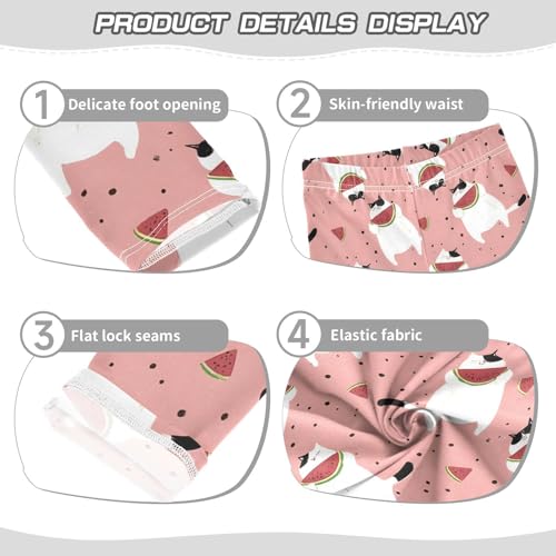 ALAZA Girls' Leggings Children's Yoga Pants Skinny Printed Dance Cat Eating Watermelon Comfortable 4T2