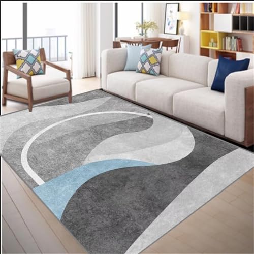 Tapis de chambre fille bleu-gris 50x80cm minimaliste et lavable