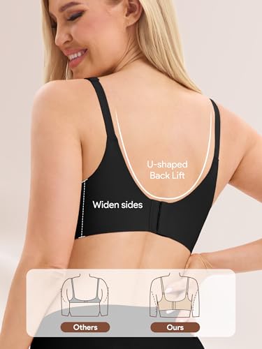 Image of Angelhood 3 Pack Nursing Bras for Breastfeeding Seamless Pregnancy Maternity Bra Wireless Sleep Bralette with Extenders