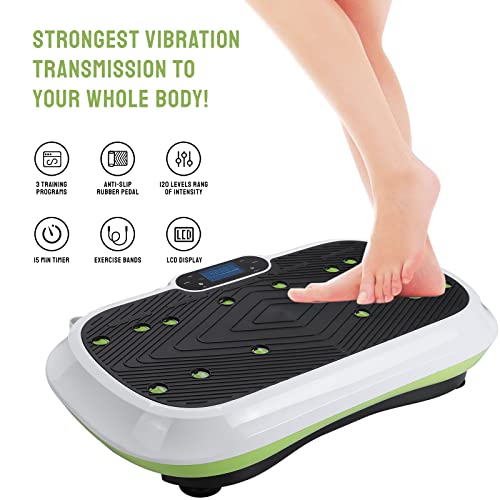 Vibrationsplatte mit Trainingsbänder | extra groß Slim und rutschfest | Ultra leiser Motor | Bluetooth Lautsprecher… – Bild 3