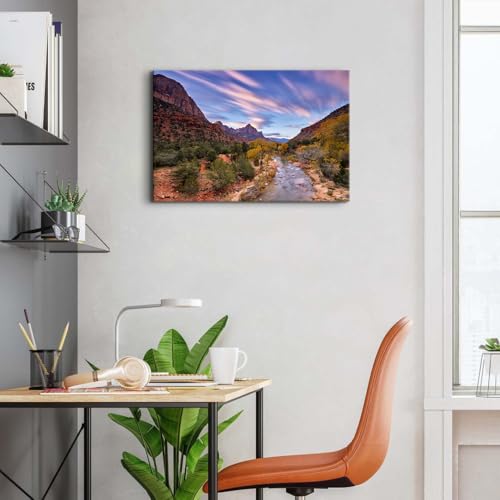 Image of Nature Mountain Landscape Wall Art Western Wall Decor for Living Room Desert Canyon Cliff Pictures Utah National Park Scenery Painting Canvas Prints Rock Mountain Poster Artwork Home Decoration 16x24 inch