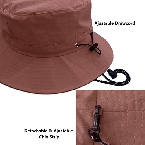 Image of woogwin Waterproof Bucket Rain Hat with Chin Strap Quick Dry Packable Boonie Sun Hat Safari Hat UV Protection
