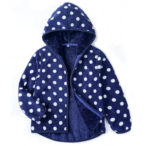Image of Boys Girls Polar Fleece Jacket with Hood Toddler Coat 2-12 Years | Soft Full Sherpa Fleece Lining, Anti-Pilling, Mid-Weight, Easy Zip-Up, Hooded Design, Hand-Warm Pockets, Elastic Cuffs & Hem
