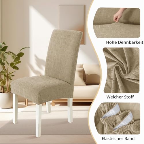 Ystyle Stretch Stuhlhussen 4er Set, Stuhlbezug Elastischer, Khaki – Ansicht 5