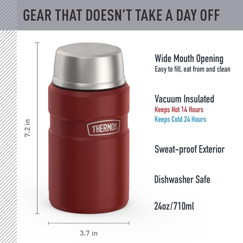 Image of THERMOS Stainless King Vacuum-Insulated Food Jar, 24 Ounce, Matte Red