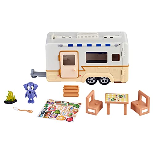 Bluey Caravan Playset, 2.5-3 inch Figures, with 1x Camper Van, 2x Figure, 5x Accessories, 1x Sticker