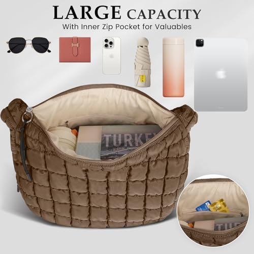 Image of Puffer Tote Bag Quilted Carryall Bag Crossbody Bag Puffy Shoulder Bag for Women Lightweight Hobo Bags
