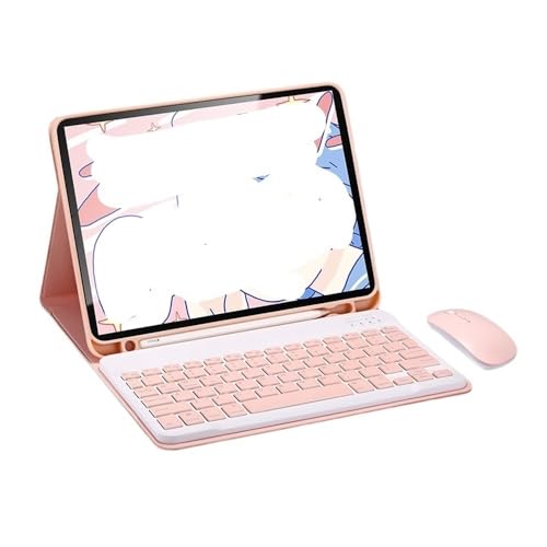 Funda con teclado QWERTY para iPad Air 13 con ratón rosa retroiluminado